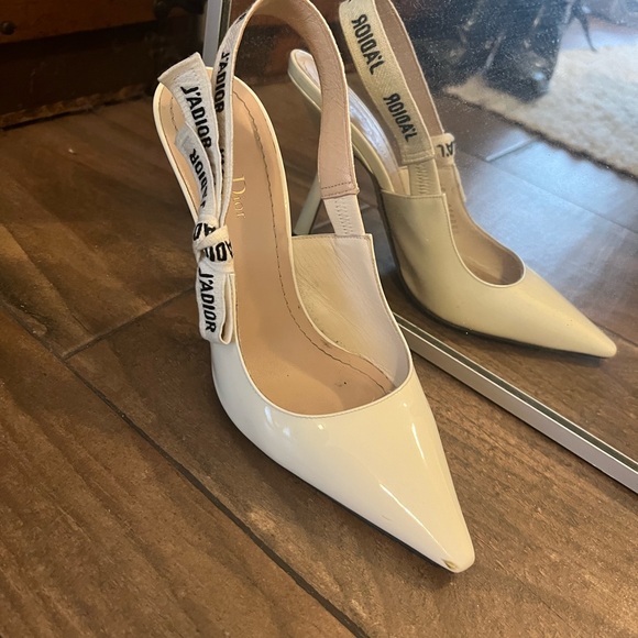 DIOR J’ADIOR Slingback Sandals Off White Patent Leather 38.5 B - Picture 10 of 10